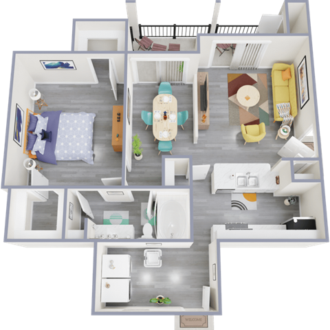 a 3d rendered floor plan of a house